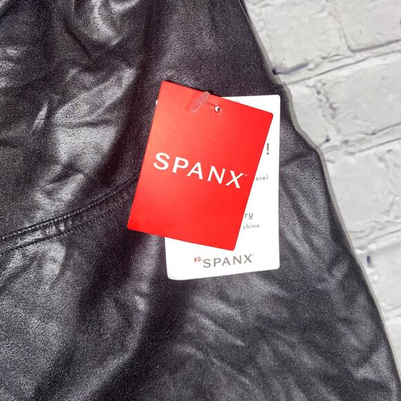 Spanx 1X NWT Faux Leather Leggings Shaping High Rise Sculpt Moto Y2K Athleisure - Picture 7 of 8